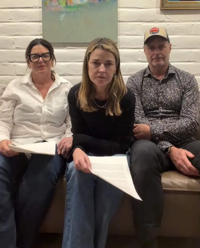 Savannah Guthrie and her siblings, Camron and Annie, making a statement about their mother Nancy's disappearance.