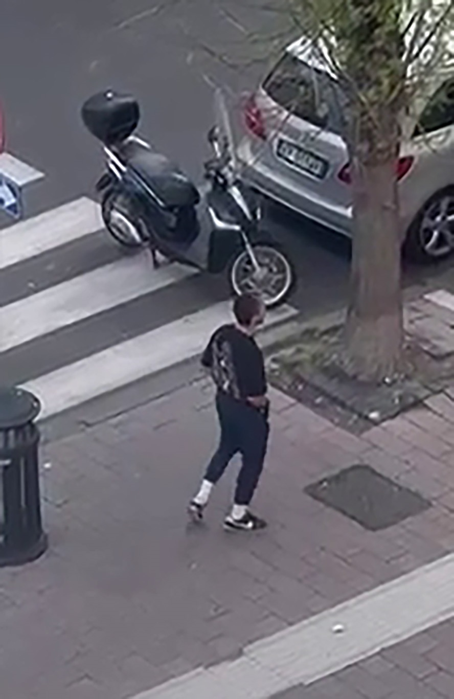 Shia LaBeouf pacing on a Rome sidewalk after the cafe incident.