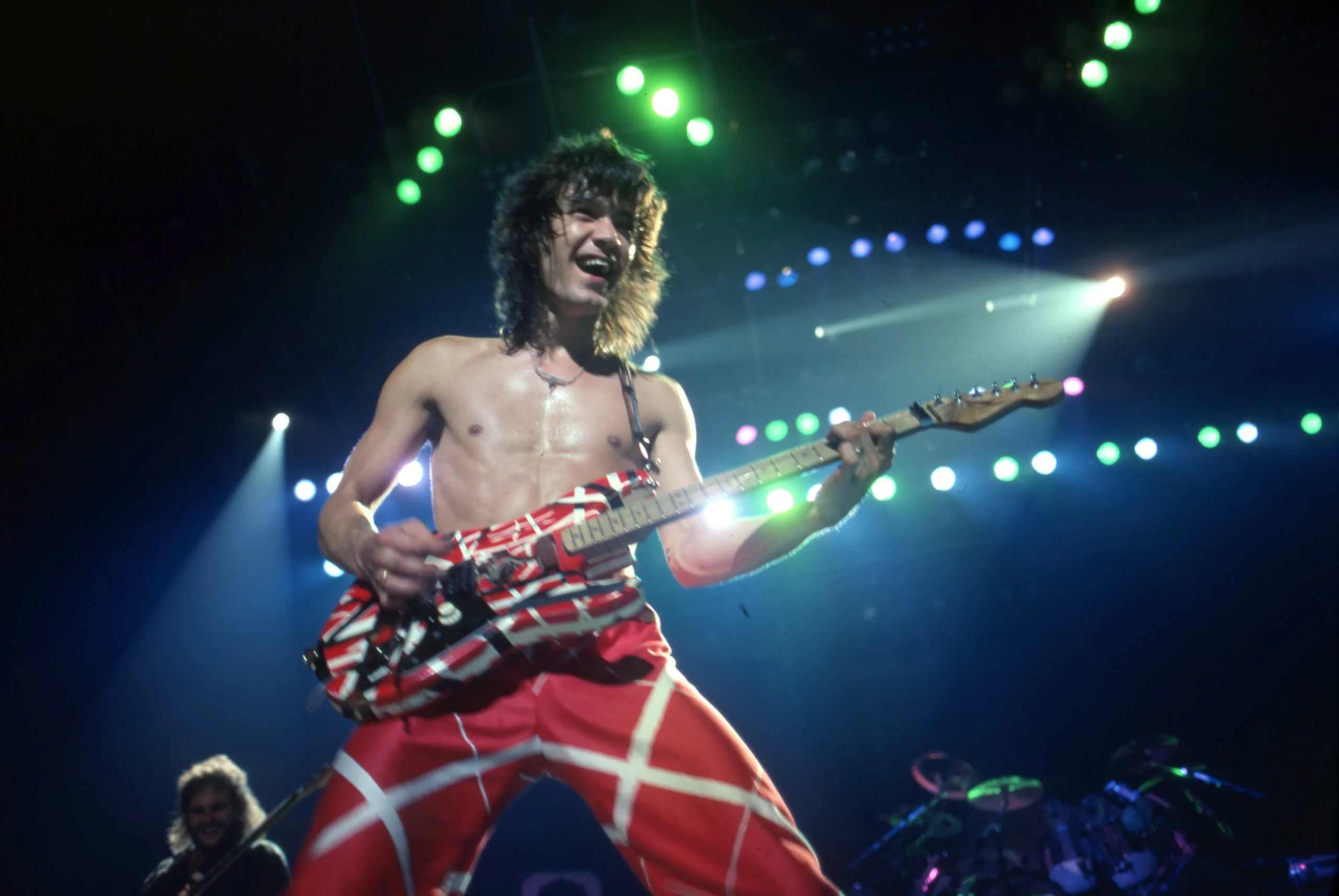 Eddie Van Halen performing in concert.