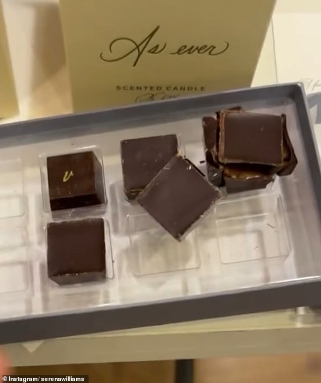 As Ever chocolates appearing smashed and displaced in Serena Williams' Instagram unboxing