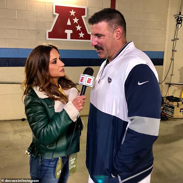 Vrabel and Russini pictured holding hands at an adults-only Arizona resort