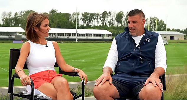 Dianna Russini interviewing Mike Vrabel after he became the Patriots head coach