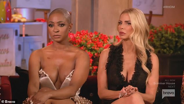 Guerdy Abraira (left) with a castmate during RHOM filming