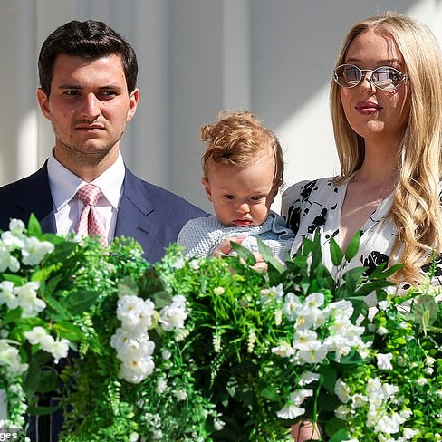 Tiffany Trump looked every inch the doting mom as her adorable 11-month-old son made a rare public appearance at White House Easter Egg roll - Daily Mail US