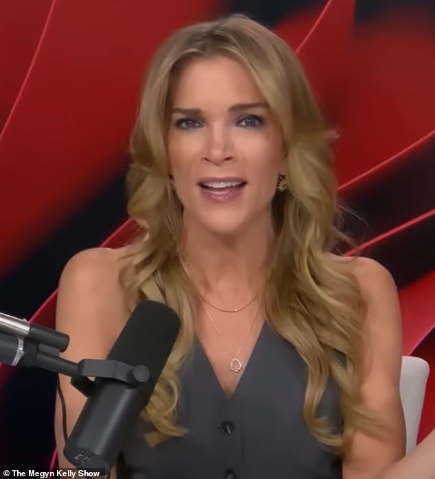 Megyn Kelly speaks into a studio microphone while discussing the timing of Melania Trump's denial on her show