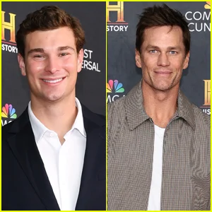 Tom Brady and Fernando Mendoza at HISTORYTalks in Philadelphia days before the NFL Draft (composite image)