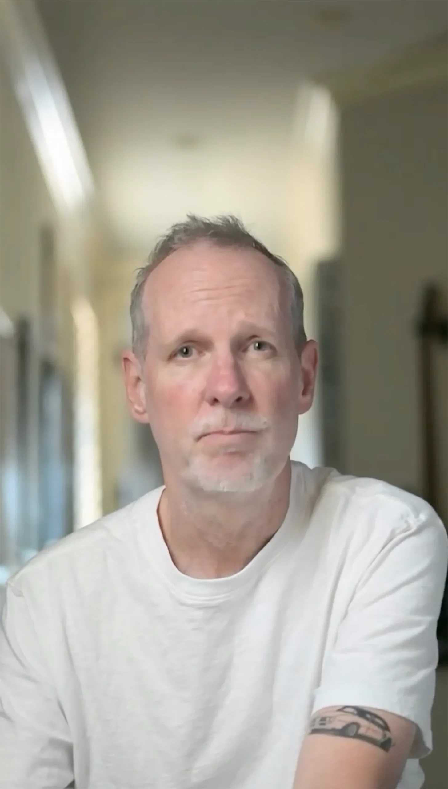 Tom Dumont of No Doubt at home, as seen in an Instagram video where he shared his early-onset Parkinson's diagnosis.