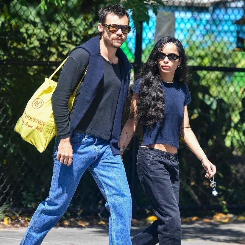 Harry Styles and Zoe Kravitz are engaged, and friends say the pop superstar is "dead set" on having kids with her soon. - The Image Direct / BACKGRID