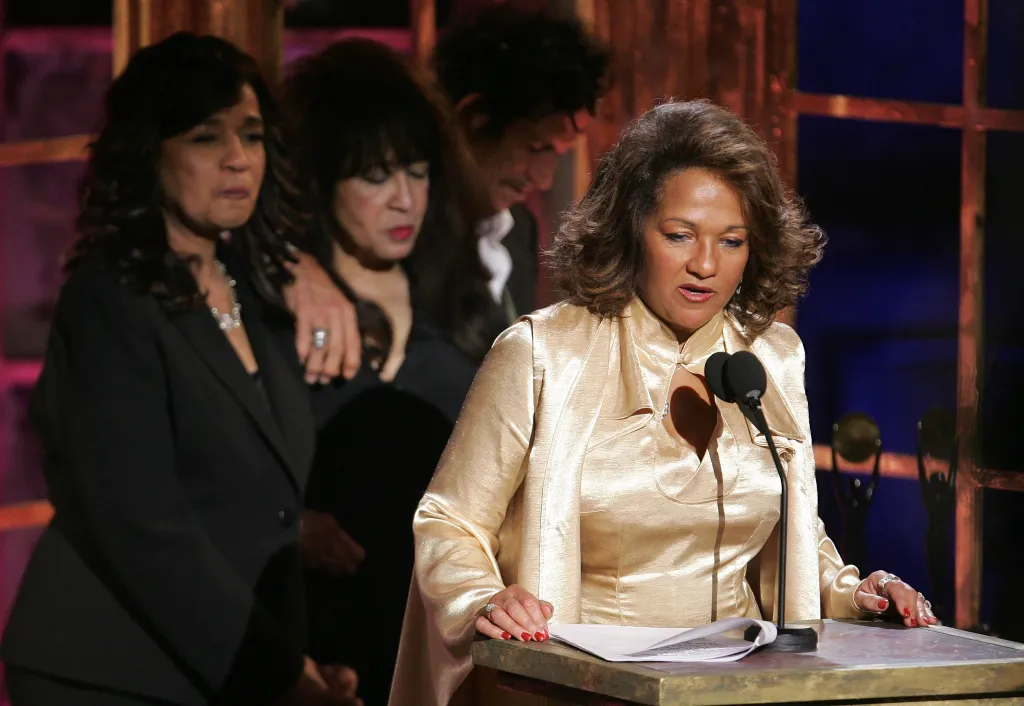 Nedra Talley, Veronica 'Ronnie' Spector, and Estelle Bennett of The Ronettes at the Rock and Roll Hall of Fame induction.