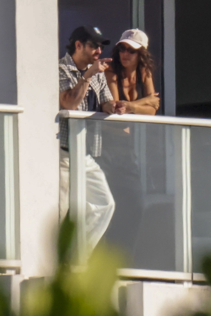 Joe Jonas and Tatiana Gabriela on a hotel balcony in Miami during a low-key sighting.