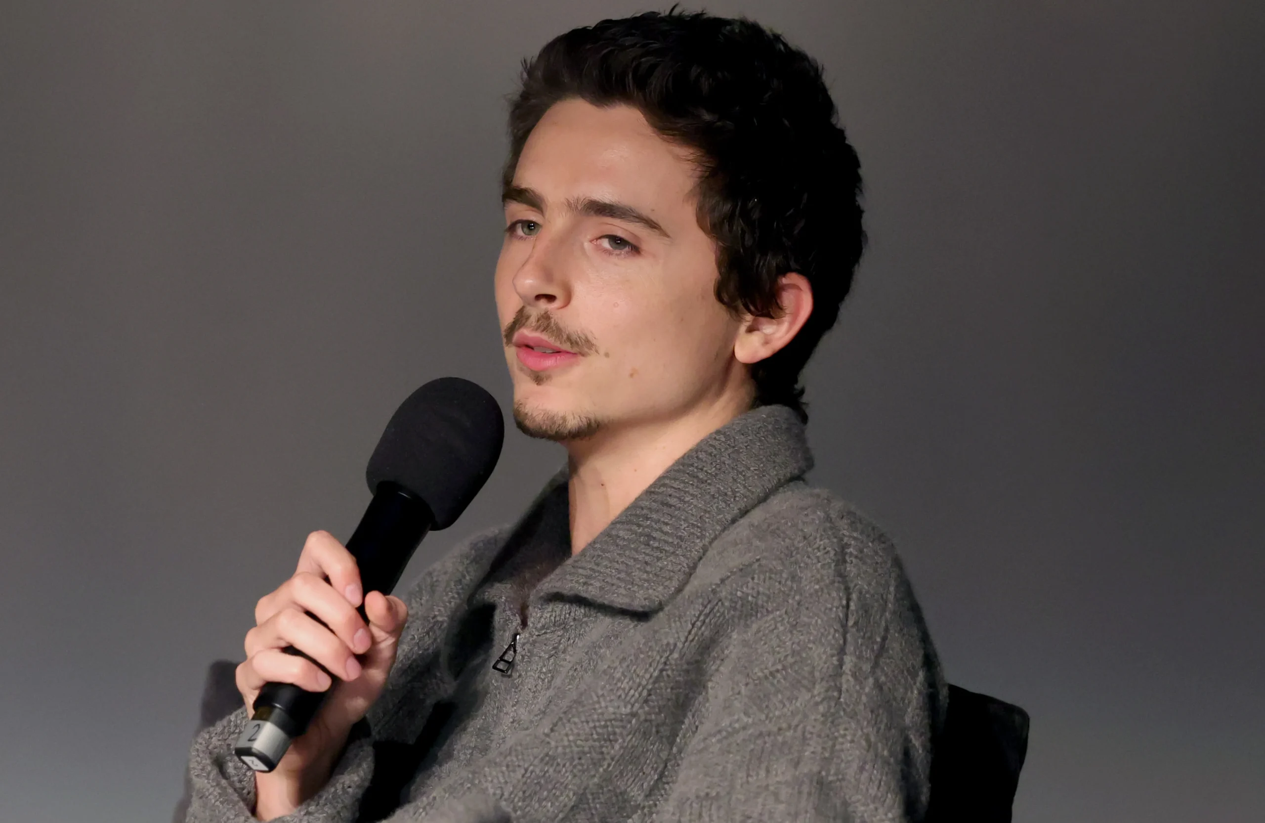 Timothee Chalamet speaking at an event; his February town hall comments about ballet and opera drew backlash.