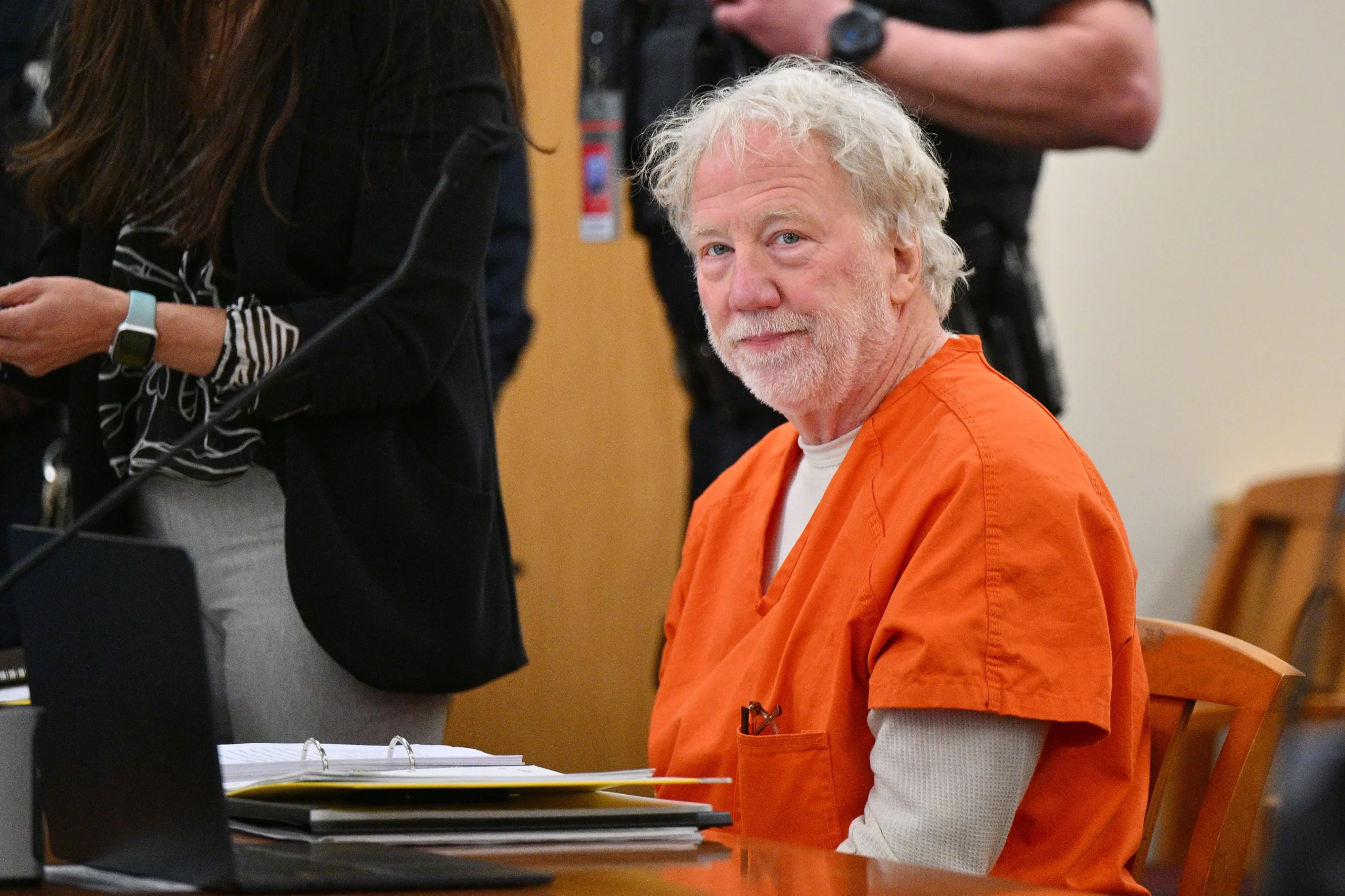 Timothy Busfield in a courtroom in early 2026; he has pleaded not guilty to the charges.